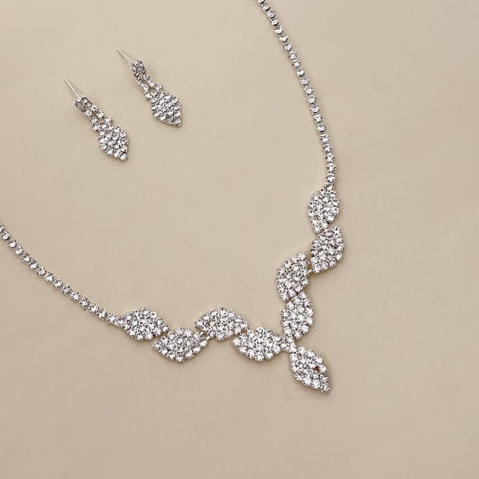 Mode Geometrische Set Ketting 2-delige Set, Bruids Bruiloft Feestjurk Diner, Bruiloft Accessoireset Ketting zilver