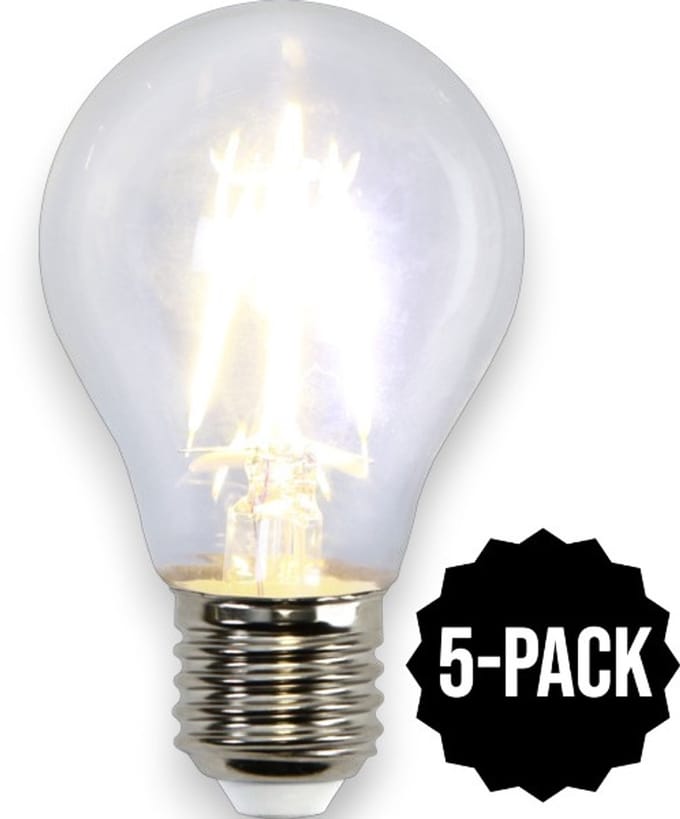 5-Pack | Standaard bol - E27 - 4W - Extra Warm Wit - 2700K - Filament - Helder