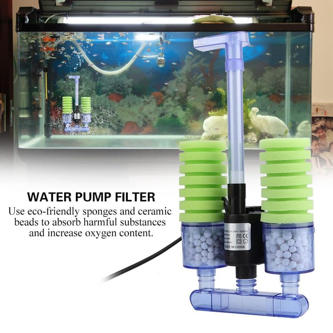 Mini aquarium éponge avec pompe à eau submersible  (XY-2902) green