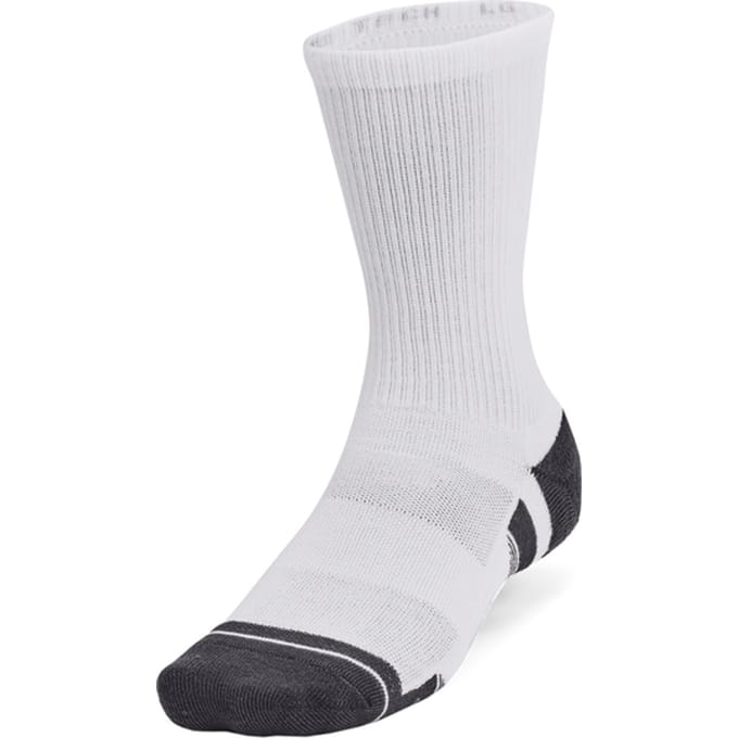 Under Armour UA Performance Tech 3pk Crew-WHT Unisex Sportsokken - Wit - Jet Grijs