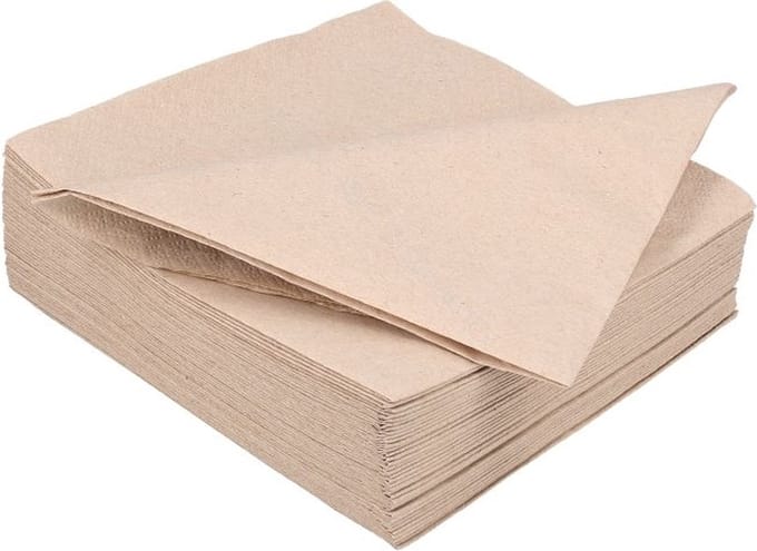 100 x Papieren tafel servetten 33cm 1 Laag Natuur Ecolabel