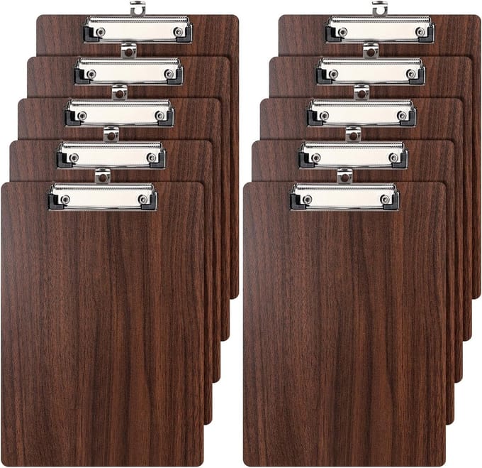 Set van 10 A4 Clipboards van Walnoot Hout - Ideaal voor Kantoor, School en Creatieve Projecten