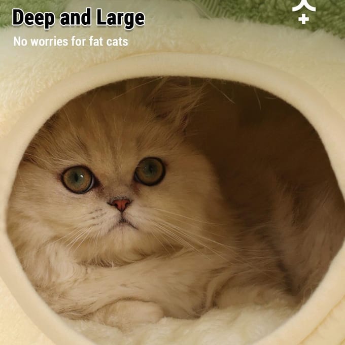 Lit pour chat matériau en peluche Ultra-doux 2-en-1 utilisation lits pour chat pour chats d'intérieur maison pour chat lit pour chat grotte pour chat S vert