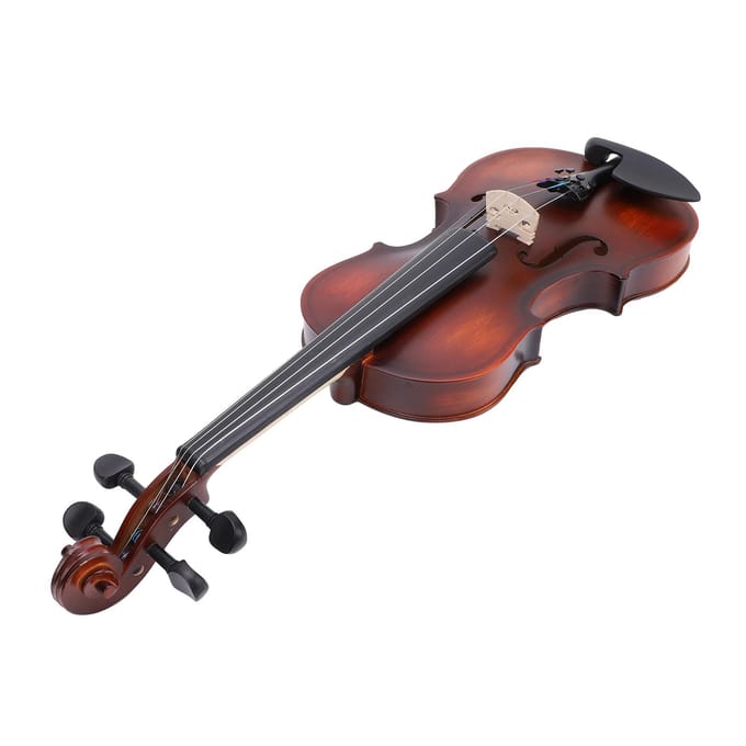 Ensemble de violon 34 pièces pour débutant, kit de violon vintage en bois mat avec étui de rangement, archet, épaulière et gray