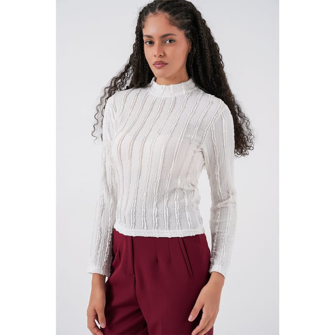 Gestructureerde Slanke Pasvorm Halve Colblouse