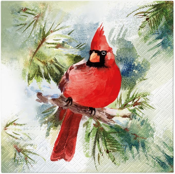 Lunch servetten Winter Cardinal - PAW Decor - 33x33 cm