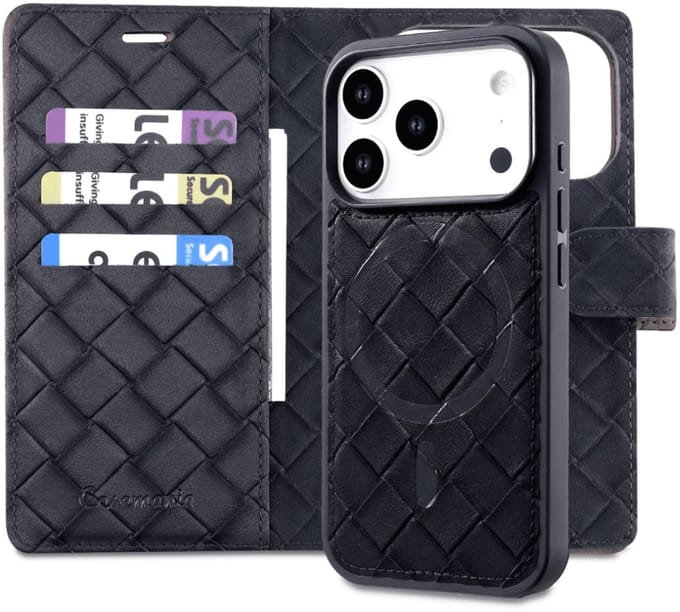 Cityhoesje - Bookcase 2-in-1 - Woven - MagSafe - iPhone 17 Pro - Zwart