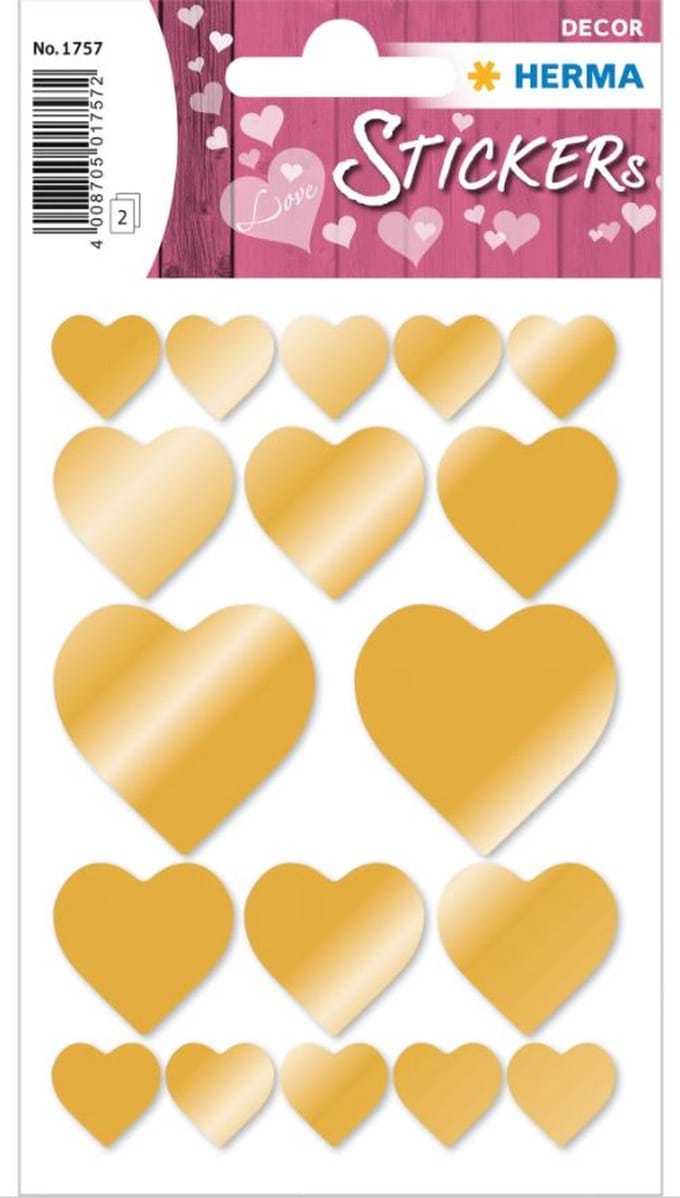 Stickers hartjes goud, goud preeg