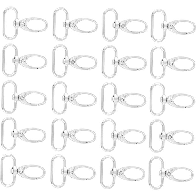 20 stuks zinklegering tas sluitingen draaibare karabijnhaken sleutelhanger sleutelring haken (25 mm) white