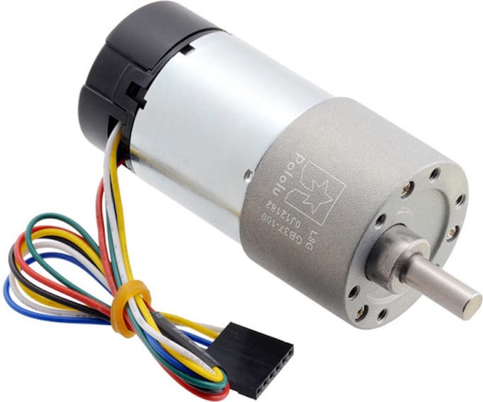 100:1 Metal Gearmotor 37Dx73L mm 24V with 64 CPR Encoder (Helical Pinion) Pololu 4695