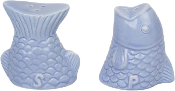 Helio Ferretti Peper- en Zoutstel Vis Blauw Keramiek
