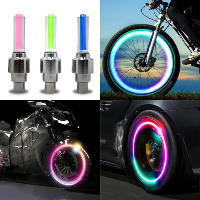 Fiets ventiel LED lampjes roze 2 stuks