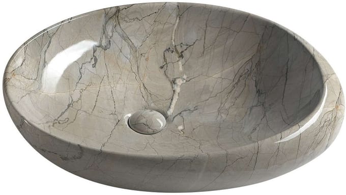 Sapho Dalma Keramische opbouwwastafel, 68x44cm, grijs
