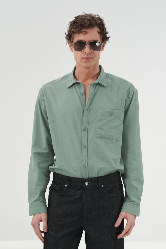 Heren Katoenen Poplin Lange Mouwen Shirt