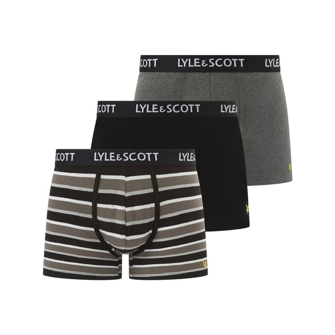 Lyle & Scott Heren Ethan Logo Boxershorts (Pakket van 3) (Donkergrijs)