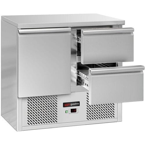 GGM Gastro Kühltisch ECO - 900x700mm - mit 1 Tür - 2 Schubladen Zilver
