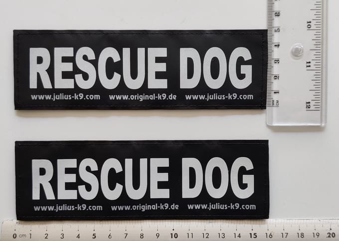 Julius-K9 Set Labels voor Powerharness - Large tekst: RESCUE DOG