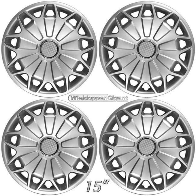 Wieldoppen set 15" passend voor FORD TRANSIT CUSTOM 2014- zilver + chroom ring. Set a 4 stuks (0338)