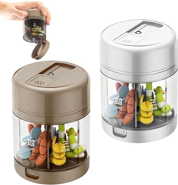 Tabletten Organizer voor 7 Dagen, Compacte Pillendoos met 7 Compartimenten, Ideaal voor Vitaminen en Geneesmiddelen