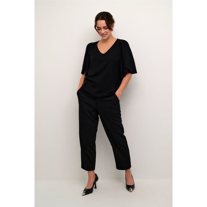 Blouse met korte mouwen Loose fit Black