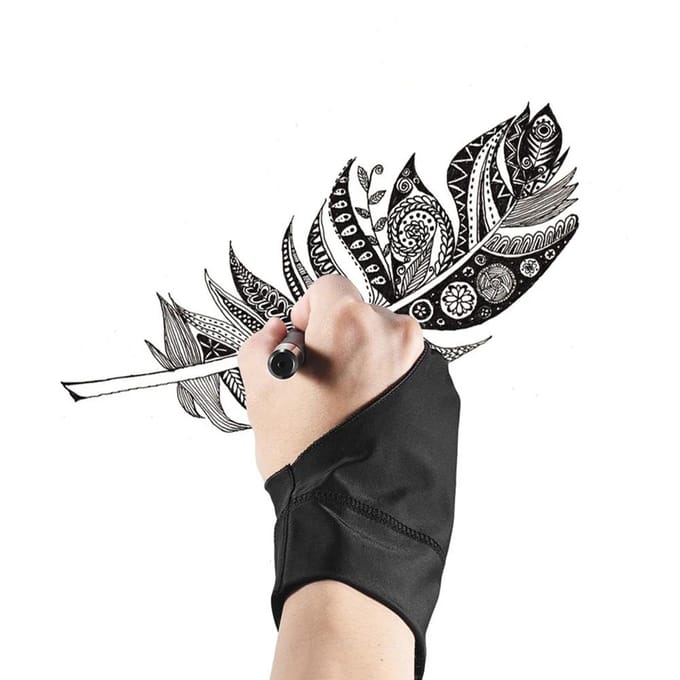 Gant à deux doigts pour tablette graphique et dessin black