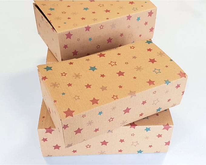 Geschenk dozen - Kraft Geschenkdozen Kerst - 4 stuks - Kerstthema