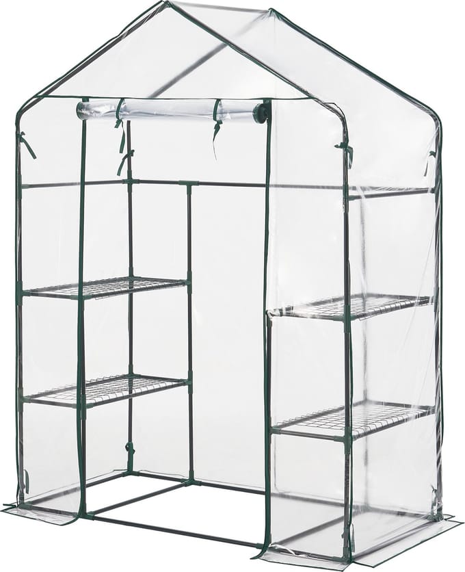 Tuinkas Hoorn met 4 planken 140x73x195 cm transparant