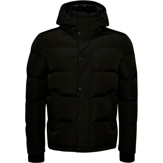 Superdry Everest Short Hooded Puffer Heren Jas - Jet Black - Maat L