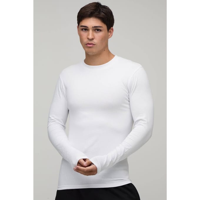 Essentieel Muscle Fit Shirt Met Lange Mouwen | White | Size Medium