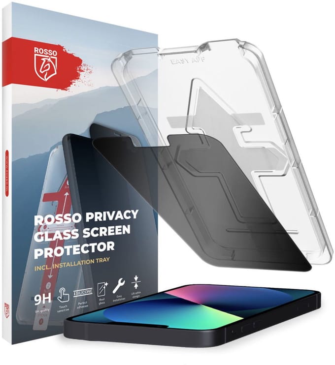 Rosso Screen Protector Geschikt voor Apple iPhone 13 / 13 Pro Privacy Glass met Installatietray