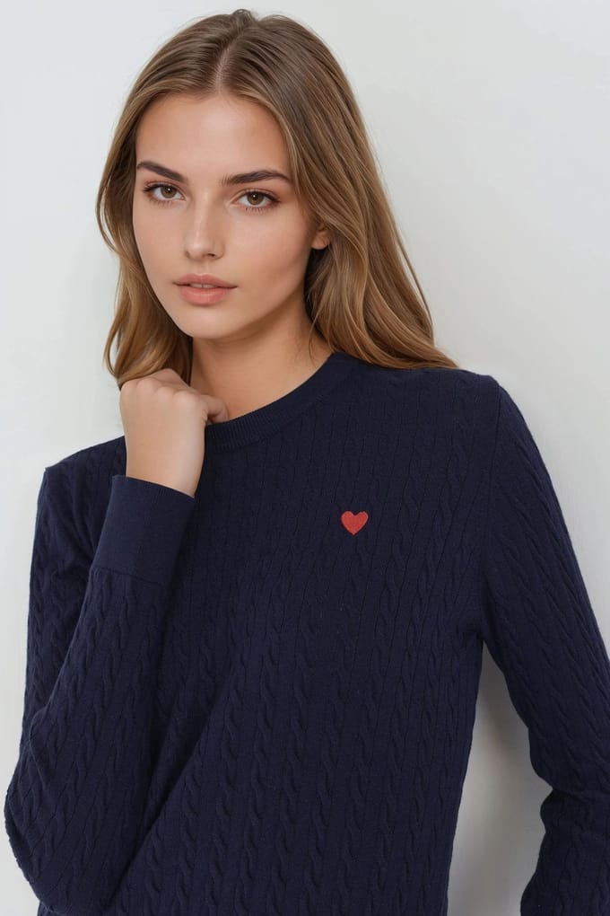 Vlechtbrei Sweater met Hartdetail