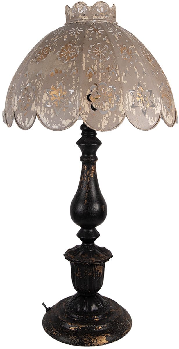 Clayre & Eef Tafellamp Ø 41x75 cm Zwart Grijs Metaal