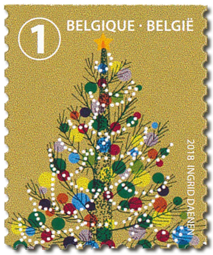 Bpost - Kerst BE - 10 postzegels tarief 1 - Verzending België - kerstboom - kerstzegels