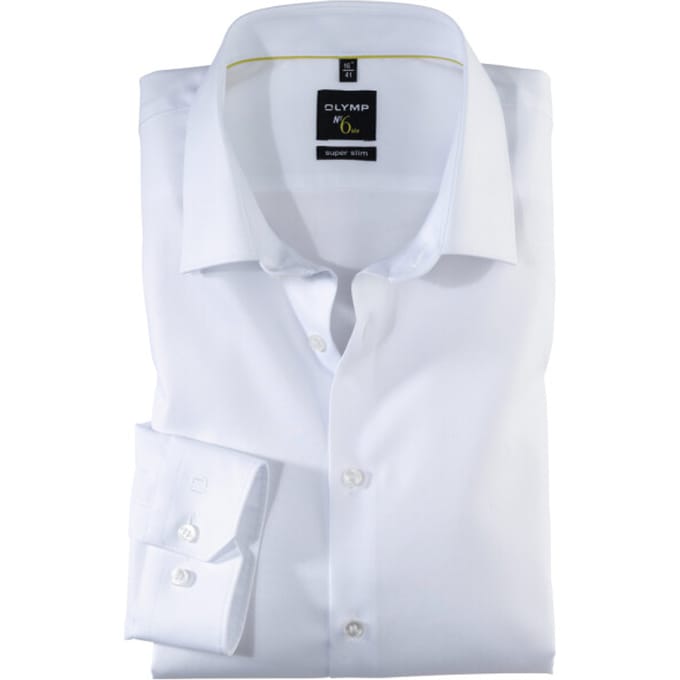 OLYMP No. Six super slim fit overhemd - wit twill - Strijkvriendelijk - Boordmaat: 37