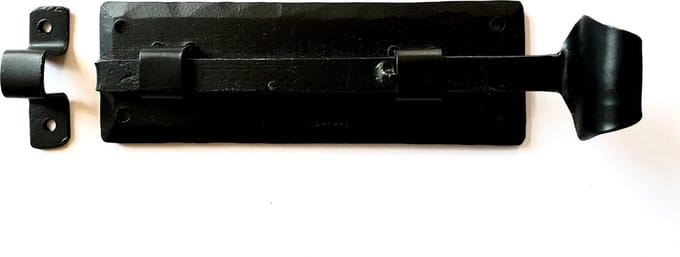 Zwarte deur of raam grendel 15 cm smeedijzer zwart