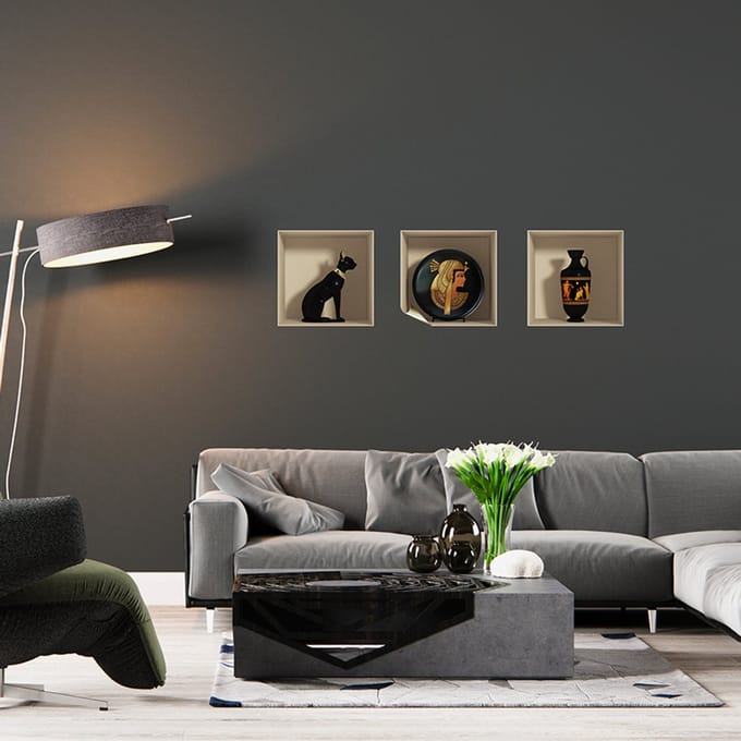 Sticker met 3D-effect, Egyptische decoratie, 30 x 90 cm