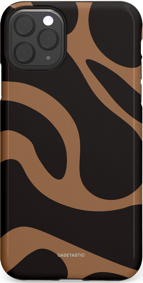 Casetastic hoesje geschikt voor Apple iPhone 11 Pro Max - Dubbellaagse bescherming - Chocolade Golven - Fashion Case - Zwart Taupe