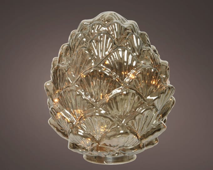 Micro Led Dennenappel glas Ø17cm