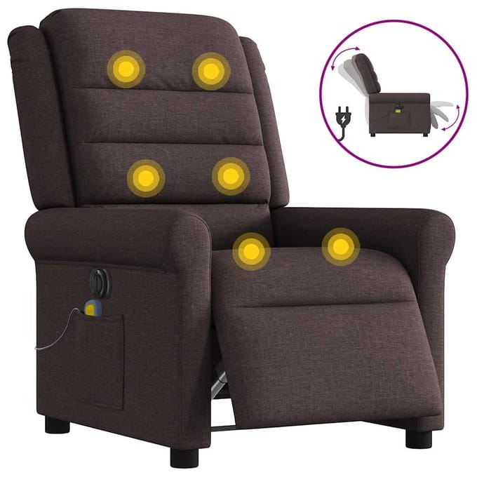 vidaXL - Massagestoel - elektrisch - verstelbaar - stof - donkerbruin