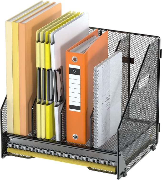 Bureau Organizer - Documentenhouder - Papier Sorteren - Vier Vakken - Zwart