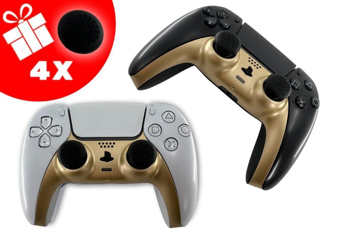 TURQERO Playstation 5 controller faceplate - PS5 Controller behuizing - PS5 accessoires - Goud - Geschikt voor playstation 5 controller- Inclusief Thumb Grips