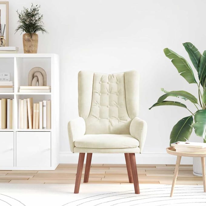 vidaXL - Fauteuil - Crème - 63 - x - 67 - x - 94 - cm - Fluweel