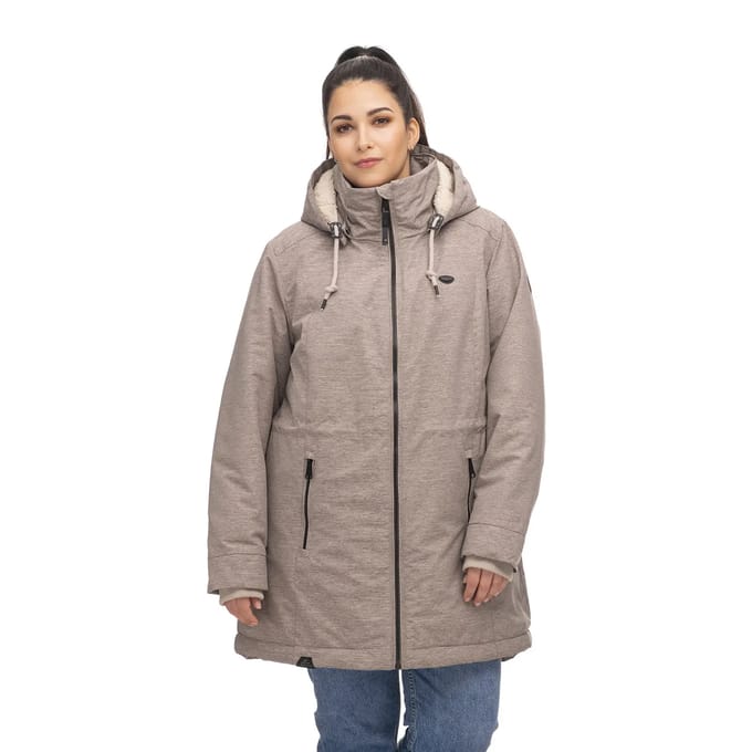Ragwear dames winterjas - winterjas halflang dames - Dakkota - bruin/beige gemeleerd - maat 46