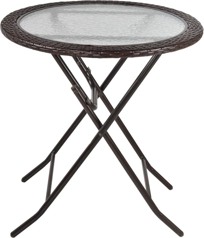 Tuintafel Rond - Klaptafel Bistro - Buiten Zitten - Rotan Decor - Ø 68 cm - Bruin