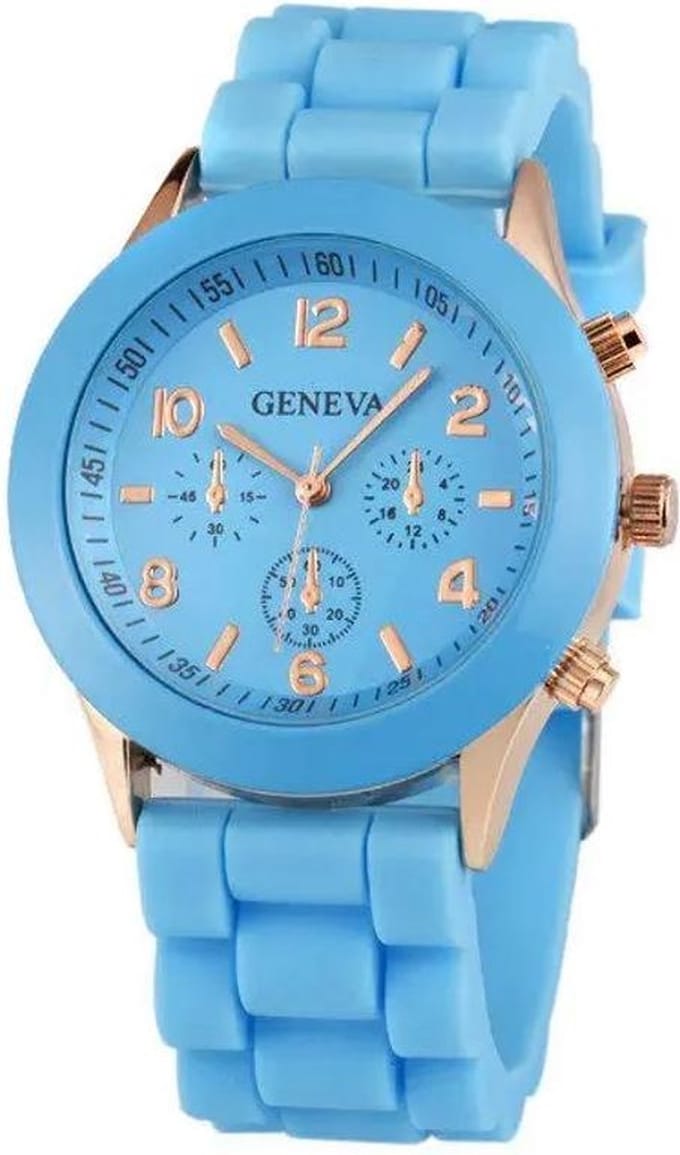 Fako® - Horloge - Geneva - Siliconen Candy - Lichtblauw