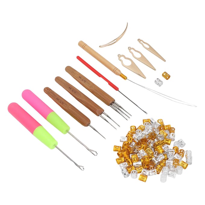 Dreadlocks Gereedschap Set Dreadlocks Vlechtringen Haarverlenging Haaknaald Haar Decoratie goud