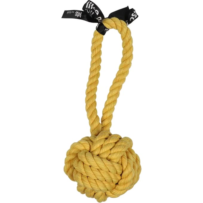Ebi - Speelgoed Voor Dieren - Hond - 'are You Knots' Bal Met Lus 20cm Geel - 1st
