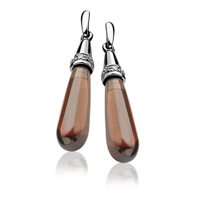 ZINZI zilveren oorhangers bruin ZIO928BR
