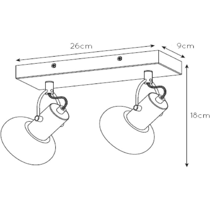 Lucide MADEE - Plafondspot (Plafondlamp) - 2xE14 - Zwart
