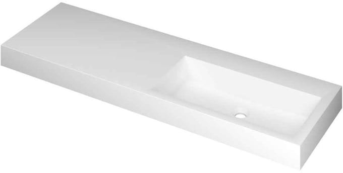 INK Momento Wastafel Polystone Wasbak Rechts Zonder Kraangat - 1400x450x90 mm - Mat Wit